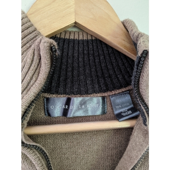 Oscar de la Renta Quarter Zip 100% Cotton Sweater - Picture 7 of 8